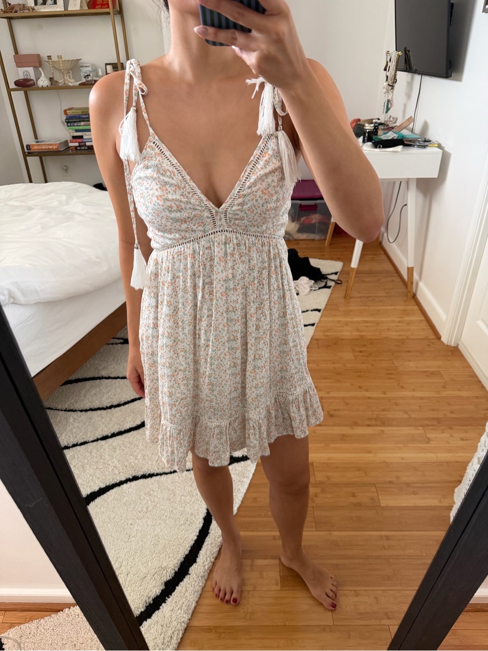 White Floral Tie-Shoulder Sundress